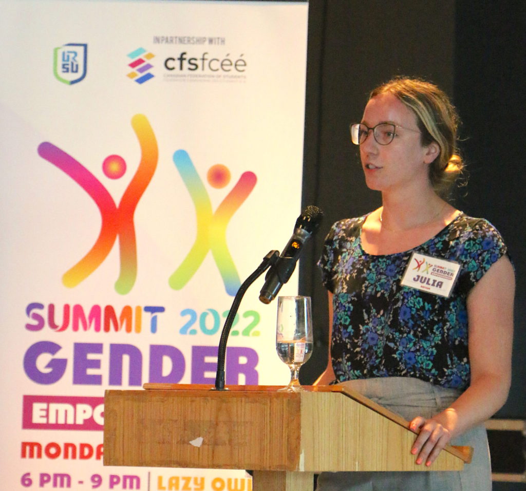 Julia Batiuk, BASF Engineer-in-Training, speaks at Summit 2022 Gender Empowerment.